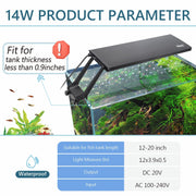 hygger Clip On 24/7 Lighting Aquarium LED Light,Sunrise-Daylight-Moonlight and DIY Mode, Adjustable Timer/Brightness Fish Tank Light with 7 Colors for Planted Tank (14W for 12~20in Tank)
