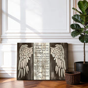 Qiukoo Canvas Wall Art Framed – Blue Butterfly Quote Artwork, Rustic Wood Background Wall Decor for Bedroom, Living Room, Hallway or Entryway Home Decoration, with Hooks and Nails, 12x16 Inch