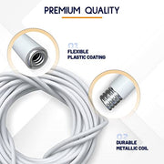 DIKOTS® Net Curtain Wire and Hooks Set - 3 Meter Curtain wire kit with 4 Eyes & 4 Hooks - A multipurpose Kit suitable for net curtains for windows - Durable set for window net curtain