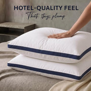 Utopia Bedding Pillows 2 Pack, Queen Bed Pillows, Brushed Fabric, Navy | 45x66 cm Queen Bed Pillows Soft Brushed Fabric Plush Hollow Fiber Filling Breathable Construction Comfortable Sleep Support