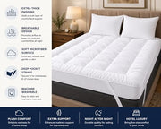 GMTEXTILE Thick Single Mattress Topper 5cm, Microfiber Single Bed Topper Single Bed Mattress Toppers Best Anti Allergenic (Single 90 X 190cm)