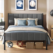 VASAGLE Single Bed Frame, with Upholstered Headboard, 90 x 190 cm | Metal Bed Frame, 250 kg Weight Capacity, Easy Assembly, Slate Grey, DUPON Collection RMB971G02