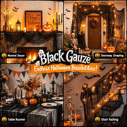 6-Pack Halloween Creepy Cloth - 30x72 Inch Black Halloween Gauze Spooky Fabric Cloth for Outdoor Decorations 6 Black