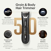MANSCAPED® The Lawn Mower® 5.0 Ultra Groin & Body Hair Trimmer | Dual-Head SkinSafe® Trimmer & Foil Blades, Waterproof Wet/Dry, USB-C Rechargeable with Travel Case, Men’s Ball Shaver, Black