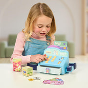 Bluey Cash Register Playset, Interactive Play Register with Scanner | Includes toy credit card, Dollar Bucks, storage drawer, and detachable scanner for grocery store pretend play
