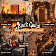 6-Pack Halloween Creepy Cloth - 30x72 Inch Black Halloween Gauze Spooky Fabric Cloth for Outdoor Decorations 6 Black