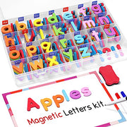 Gamenote Magnetic Alphabet Letters Kit, 238 Pcs with Magnet Board | Full-cover foam magnets, Double-sided dry erase board, Organized storage, Upper and lower letters for phonics & CVC practice