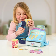 Bluey Cash Register Playset, Interactive Play Register with Scanner | Includes toy credit card, Dollar Bucks, storage drawer, and detachable scanner for grocery store pretend play