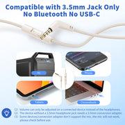 Wired Headphones with Microphone for School, 3.5mm Corded Headphones, Beige | Wired Over Ear Foldable Plug in Headphones, 4.9ft Tangle-Free Nylon Cord for School, Tablet, Laptop, MP3/4, Airplane Travel