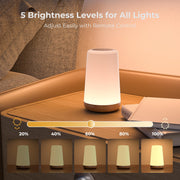 UPXNBOR Night Light, LED Touch Bedside Lamp for Bedroom, Living Room & Kids | Table Lamp with Remote Control, Dimmable Light, 13 RGB Colours and 5 Brightness Levels, Timer, Hook, USB Rechargeable,1 Pack