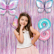 Pink Tinsel Curtain Party Backdrop Glitter - GREATRIL Foil Fringe Curtain Lilac Pink Streamers Decor for Birthday Girl Princess Unicorn Christmas Bachelorette Euphoria Party Decorations - 2 PCS