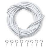 DIKOTS® Net Curtain Wire and Hooks Set - 3 Meter Curtain wire kit with 4 Eyes & 4 Hooks - A multipurpose Kit suitable for net curtains for windows - Durable set for window net curtain