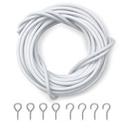 DIKOTS® Net Curtain Wire and Hooks Set - 3 Meter Curtain wire kit with 4 Eyes & 4 Hooks - A multipurpose Kit suitable for net curtains for windows - Durable set for window net curtain