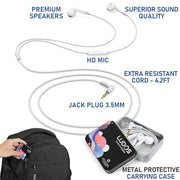 LUDOS FEROX Wired Earbuds in-Ear Headphones, 5 Year Warranty, Earphones with Microphone, Noise Isolation Corded for 3.5mm Jack Ear Buds for iPhone, Samsung, Computer, Laptop, Kids, School Students