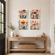 Glyzaen Neutral Olive Tree Framed Canvas Wall Art Set of 4, 30 x 30 cm | Mediterranean Vase Canvas Prints, Beige Botanical Wall Art for Living Room and Bedroom, with Hooks and Hook-and-Loop Strips