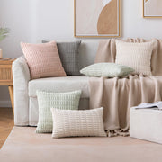 MIULEE Cushion Covers 45x45 cm Cream 2er Set Wheat Stripe Corduroy | Decorative, Boho, Scandinavian, Modern, Versatile, Soft, Sofa, Bedroom, Living Room, Bedroom, Home Office, Armchair