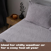 Brentfords Teddy Fleece Fitted Sheet, Gifts for Women Men Super Soft Warm Fitted Bed Sheets Double Thermal Luxury Winter Cuddly Bed Sheets Teddy Bear Bedding Easy to Use Fit, Grey Silver