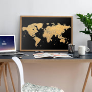 Gleneagles Scratch Off World Map Poster - Travel Tracker, Black & Gold | Reveal Countries as You Travel, A1 Adventure Wall Map, Bucket List Gift for Him or Her