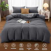 Utopia Bedding Double Duvet Cover Set with 2 Pillowcases 50x75 cm, Grey | Microfiber Bedding Quilt Cover Set with Pillowcases, Oeko-TEX Certified,Soft Breathable Comfort - Ideal for Home and Hotels