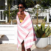 Dock & Bay Quick Dry Beach Towel - Cabana Light - Malibu Pink, Large | Sand-Resistant, Includes Travel Bag, Lightweight & Compact, 100% Recycled DryQ Fabric, Large (160x90cm, 63x35")
