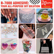ALECPEA B-7000 Rhinestone Glue, Clear Craft Adhesive, 2 x 15 ml | Precision-tip clear glue for jewellery making, fabric, shoes, flatback gems, DIY crafts and phone screen repairs