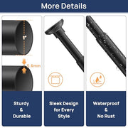 Matte Black Shower Curtain Pole 84 to 183 cm, 1 Inch Extendable Tension Rods for Curtains No Drill, Shower Rail for Bathroom, Closet, Window, Room Divider, Never Rust, Non Slip