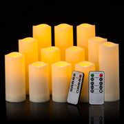 LIVEN 12 Pack Flameless Candles Battery Operated Waterproof Led Candles (D:2.2" X H:4" 5" 6" 7") Candles with 2 Remotes Contro for Wedding, Party, Birthday