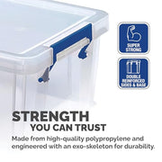 Bankers Box 4x 10L Plastic Storage Boxes with Lids. ProStore Super Strong Stackable Plastic Storage Boxes (14 x 34 x 21.5cm), Made in the UK, Clear