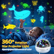 Night Light Projector 93 Lighting Mode,Baby Toys Gift Dimmable+Timer+Remote | 360°Rotate Sensory Lights,3Films-Star Moon,Dinosaur,Ocean,Exquisite Package Baby Boy Girl Gifts,Sensory Toys for Autism Kids