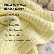 Knit Me Amigurumi Velvet Chenille Yarn, Chunky Yarn for Crochet, 50g/55m Super Soft Polyester for Teddies, Plush Toys and Blankets, EN71-3 and Oeko-Tex Certified, 5.5mm Hook (White)