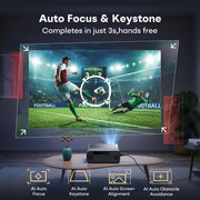 Google TV Smart Outdoor Projector, 4K Projector with WiFi and Bluetooth | 2000 ANSI Lumens, 30W HiFi Speaker, Auto Focus & 6D Keystone, HDR10, Portable Movie Projecteur for Outdoor & Home Theater