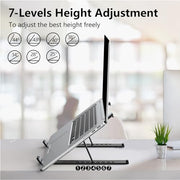 Tonmom Laptop Stand for Desk, Adjustable Laptop Riser-Black | ABS+Silicone Foldable Lap Desk Portable Computer Holder, Ventilated Cooling Notebook Stand for 10-15.6” Laptops,Tablets
