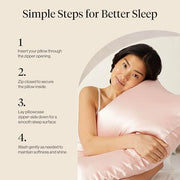 Kitsch Satin Pillowcase with Zipper 48x66cm - Blush | Softer than Silk Pillow Cases for Hair & Skin, Smooth Cooling Satin Pillow Case, Wrinkle - Free Pillow Case, Queen Size