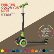 Black & Green Mini 3 Wheel Scooter for Kids – Lean-to-Steer with LED Light-Up Wheels, Adjustable Handlebar, Wide Anti-Slip Deck, Smooth PU Wheels, Rear Foot Brake – Toddler Scooter for Ages 2+