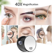 MIYADIVA 40X Magnifying Mirror, Small Magnifying Mirror with Suction Cup and Tweezers, As a Travel Essentials, Compact Mirror Set for Plucking Eyebrows 3.5 Inches