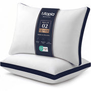 Utopia Bedding Pillows 2 Pack, Queen Bed Pillows, Brushed Fabric, Navy | 45x66 cm Queen Bed Pillows Soft Brushed Fabric Plush Hollow Fiber Filling Breathable Construction Comfortable Sleep Support