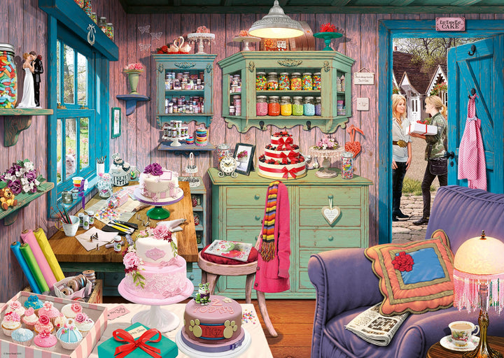 Wonder Forge The Cake Shed 1000 Piece Jigsaw Puzzle for Adults | A Charming Cake Shop Scene, Distinctive, Interlocking Pieces Offer A Sweet Visual Challenge, Ages 14+