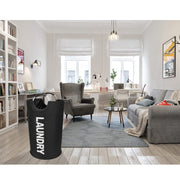DOKEHOM 90L Large Laundry Basket Bag, Collapsible Tall Hamper, Black | Freestanding tall washing bin & foldable laundry bag. High-capacity clothes storage basket with durable sturdy handles