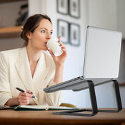 Tonmom Laptop Stand for Desk, Aluminum Laptop Riser Holder | Removable Metal Notebook Stand Ventilated Cooling Computer Riser Compatible with 10-15.6” Laptops