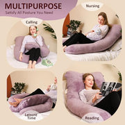 Chilling Home Pregnancy Pillow, U Shaped Maternity Full Body Pillow, Velvet | Pregnancy Pillows for Sleeping, Supportive and Comfortable Cuddle Long Pillow for Pregnant Women with Washable Cover,Purple