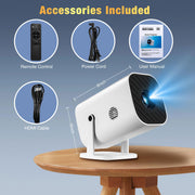 YGSKK Mini Projector with Wifi and Bluetooth, Built-in Apps,Movie Projector | Electric Focus Portable Projector, 1080P Video Projector for Bedroom, Supports Smartphone/TV Stick/iPad/PS5/Laptop/HDMI/USB