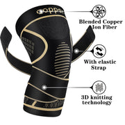 Copper Knee Support Braces with Straps for Men & Women (2 Pack, Large) | Adjustable Non-Slip Knee Compression Sleeves for Knee Pain, Arthritis, Meniscus Tears, Ideal for Running, Sports & Workouts