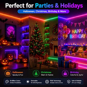 20M RGB LED Strip Lights for Bedroom, Music Sync Colour Changing LED Tape with Bluetooth App & Remote, 16M Colours, Dimmable, Timing Mode, Self-Adhesive for Home Party Kitchen Christmas Decor