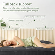 Dark Grey Cloud Comfort Mattress Topper - Ultra-Soft, Breathable, and Refreshing Bamboo Viscose Protection - 135x190cm, Deep Fit