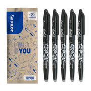 PILOT - FriXion Ball Erasable Rollerball Pen 0.7mm - Black Ink - Pack of 5 | WRITE & ERASE: 0.7mm erasable black rollerball pens for smooth everyday notes and easy corrections.