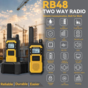 Retevis RB48 FRS Walkie Talkies Long Range,Mil-Standards 810H Two Way Radio | Rugged&IP67 Waterproof & Floating, Emergency Radio, Heavy-Duty,Dual PTT,Vibration Alert,NOAA,Rechargeable,20hr Battery,2 Pack