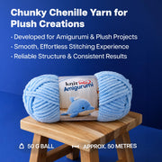 Knit Me Amigurumi Velvet Chenille Yarn, Chunky Yarn for Crochet, 50g/55m Super Soft Polyester for Teddies, Plush Toys and Blankets, EN71-3 and Oeko-Tex Certified, 5.5mm Hook (White)