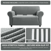 Hafaa High Stretch Sofa Cover 2 Seater Spandex Elastic Fit Loveseat Grey Sofa Slipcovers T Shape - Super Soft Non Slip Couch Covers Washable Furniture Protector for Pets/Kids/Dogs
