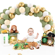 QIFU 52pcs Sage Green and Gold Balloons, Olive Green White Metallic Gold Latex Balloons with Cream Balloon for Jungle Theme Birthday Balloon Party Decoration Anniversary Baby Shower Wedding(12 inch)