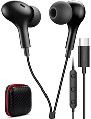 USB C Headphone for Samsung S26 S25 FE S24 A16 A17 Z Wired Earbuds Magnetic | in-Ear Type C Earphone with Microphone Volume Control Bass Stereo Noise Canceling for iPhone 18 Pro Max 17 16 16e 15 Pixel 11